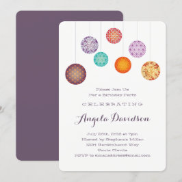 Invitación Linterna de papel brillante Pluma de cumpleaños