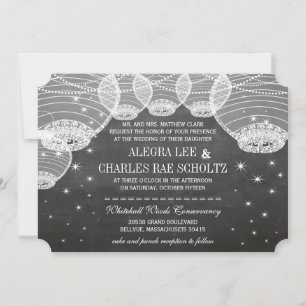 Invitación Linterna de papel de Chalkboard por la noche bajo
