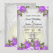 Linterna de Plata y Floral Púrpura de Boda