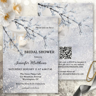 Invitación Linterna de velas, nieve, ducha de novia