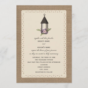 Invitación Linterna floral de lavanda inspirada en el aroma y