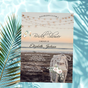 Invitación Linterna,Luces de Cadena,Flores,Vino de Playa