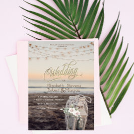 Invitación Linterna,Luces de cuerdas,Flores,Boda de playa