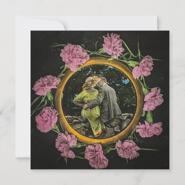 Invitación Linterna Mágica Antigua Él Acaba de Pedir Matrimon (Anverso)