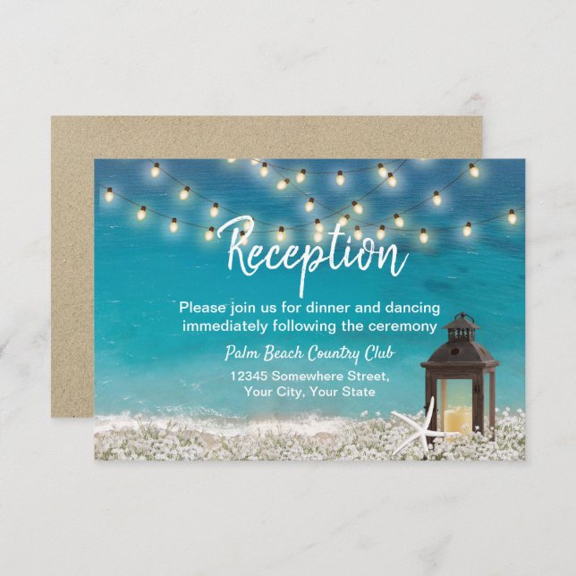 Invitación Linterna Rústica Estrella de Mar Recepción de Boda (Anverso / Reverso)