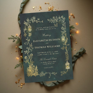 Invitación Linterna verde esmeralda de cuento de hadas para b