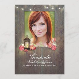 Invitación Linterna vintage y graduación de fotografía de mad