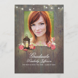 Invitación Linterna vintage y graduación de fotografía de mad