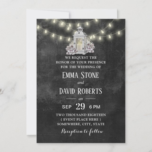 Invitación Linterna y cadena rusas iluminan a Boda de Chalkba (Anverso)