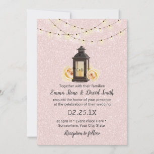 Invitación Linterna y cadena rusas iluminan Boda rosa Rubor
