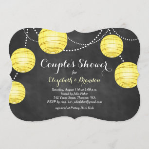 Invitación Linternas amarillas en la ducha de la pareja de am