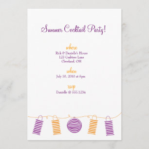 Invitación Linternas anaranjadas y púrpuras