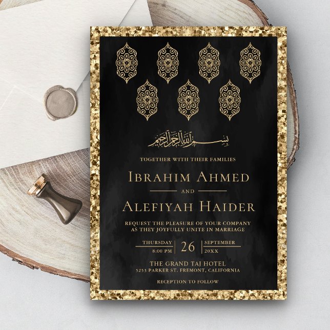 Invitación Linternas Antiguas Ornamentadas Negras Doradas Bod (Subido por el creador)