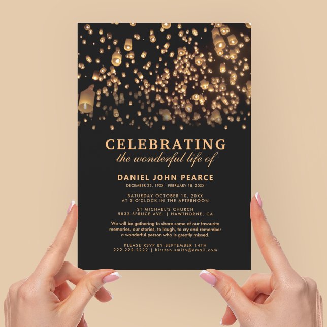 Invitación Linternas Chinas de Cielo conmemorativas fúnebres (Subido por el creador)