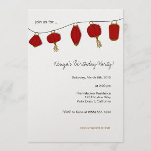 Invitación Linternas chinas rojas 5x7