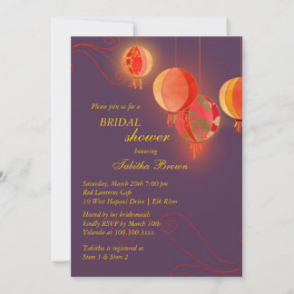 Invitación Linternas colgantes Ducha Morada Bridal