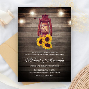 Invitación Linternas de aceite de girasol con luces de madera