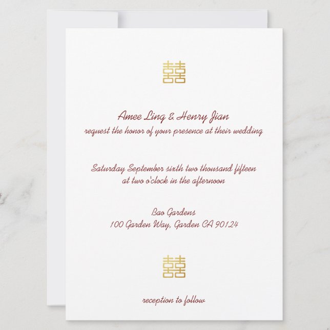 Invitación Linternas de doble felicidad de oro invitan a los  (Anverso)