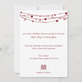 Invitación Linternas de Doble Felicidad para Boda y Aniversar