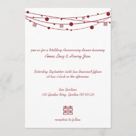 Invitación Linternas de Doble Felicidad para Boda y Aniversar
