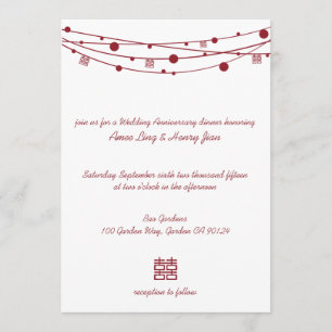 Invitación Linternas de Doble Felicidad para Boda y Aniversar