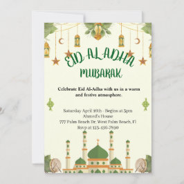 Invitación Linternas de la Mezquita Verde Fiesta del Eid Al-A