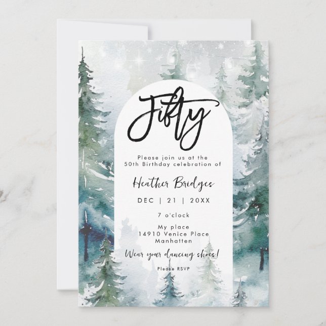Invitación Linternas de nieve en invierno fiesta de cumpleaño (Anverso)