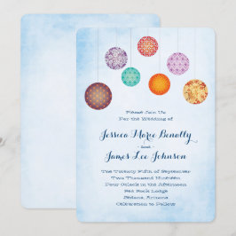 Invitación Linternas de papel brillantes Boda Nube Azul