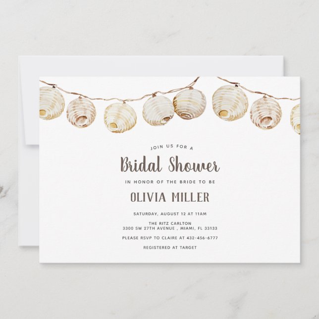 Invitación Linternas de papel casual Ducha de novia (Anverso)