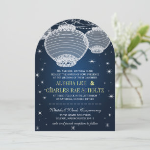 Invitación Linternas de papel de la marina Boda nocturna bajo