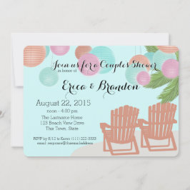 Invitación Linternas de papel de playa Ducha de pareja
