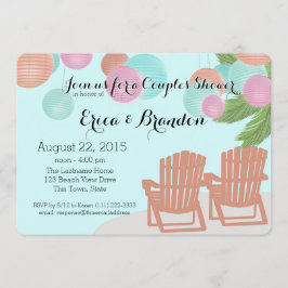 Invitación Linternas de papel de playa Ducha de pareja