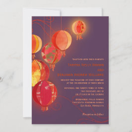 Invitación Linternas de papel rojo Boda púrpura
