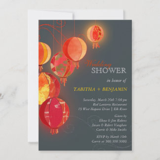 Invitación Linternas de papel rojo exóticas Bodas Ducha de pa