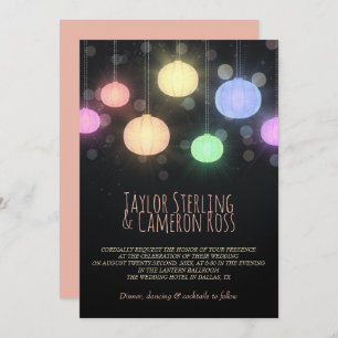 Invitación Linternas del arco iris que brillan intensamente