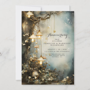Invitación Linternas del Bosque Encantado Aniversario de Boda
