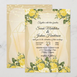 Invitación Linternas Doradas y Bodas de Flor Amarilla