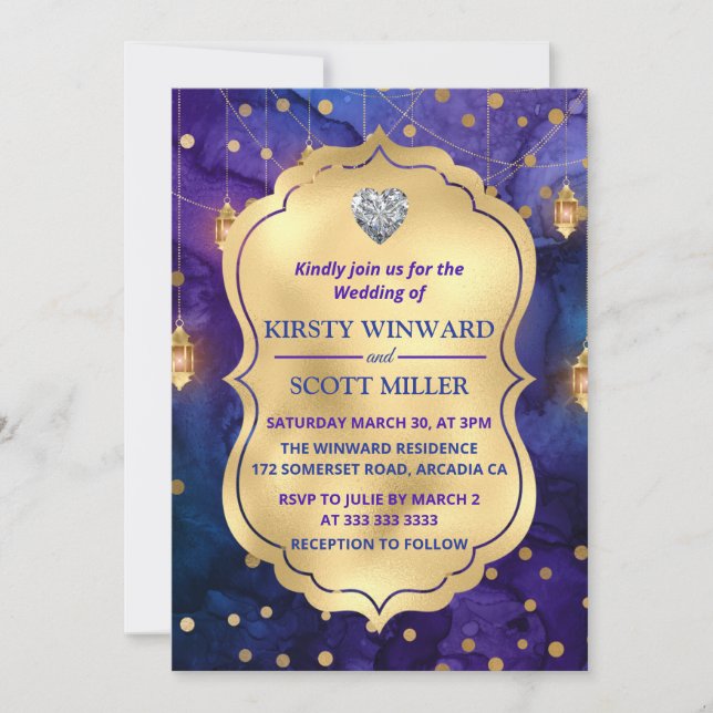 Invitación Linternas nocturnas místicas de Marrakesh y Boda d (Anverso)