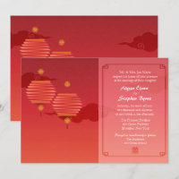 Linternas rojas invita a la boda tradicional china