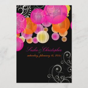 Invitación Linternas rosadas+naranjas de PixDezines