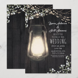 Invitación Linternas Rústicas, Aliento de Bebé y Luces de Bod