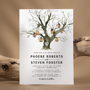 Invitación Linternas Rústicas Boda del Roble Tallado