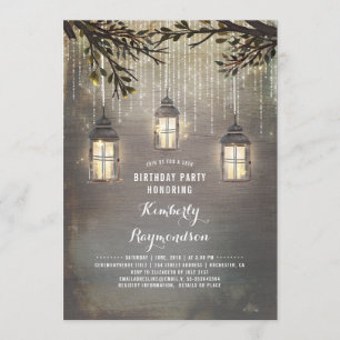 Invitación Linternas Rústicas de Campo para Fiesta de Cumplea