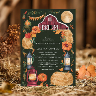 Invitación Linternas Rústicas de Granero y Boda Floral de Oto