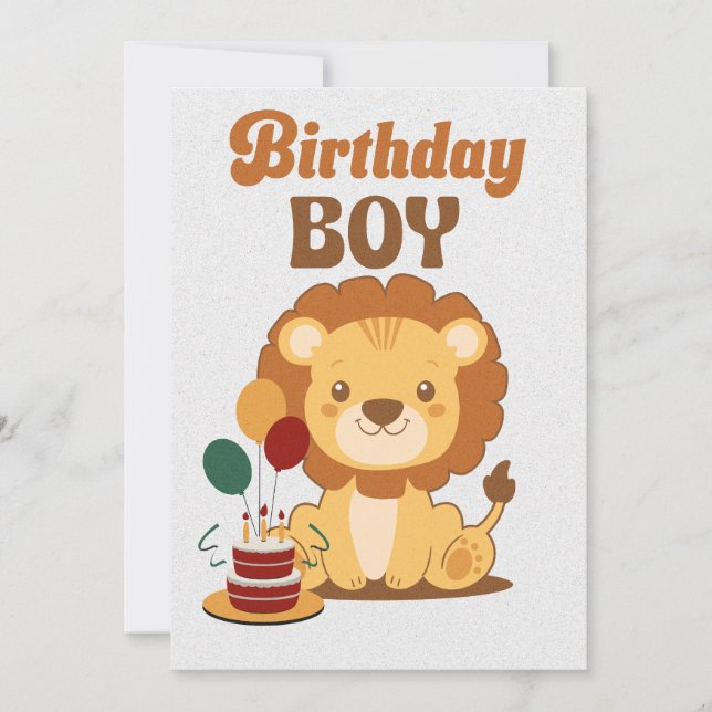 Invitación Lion 1st Birthday Invitation Editable (Anverso)