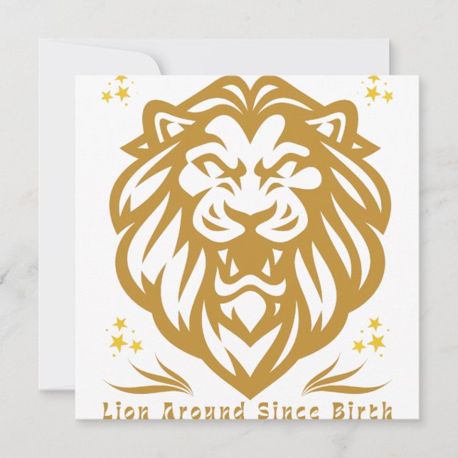 Invitación Lion Around Since Birth : Funny Lazy Lion Design (Anverso)