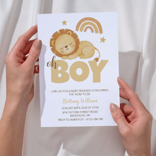 Invitación Lion Baby Shower Oh Boy Safari