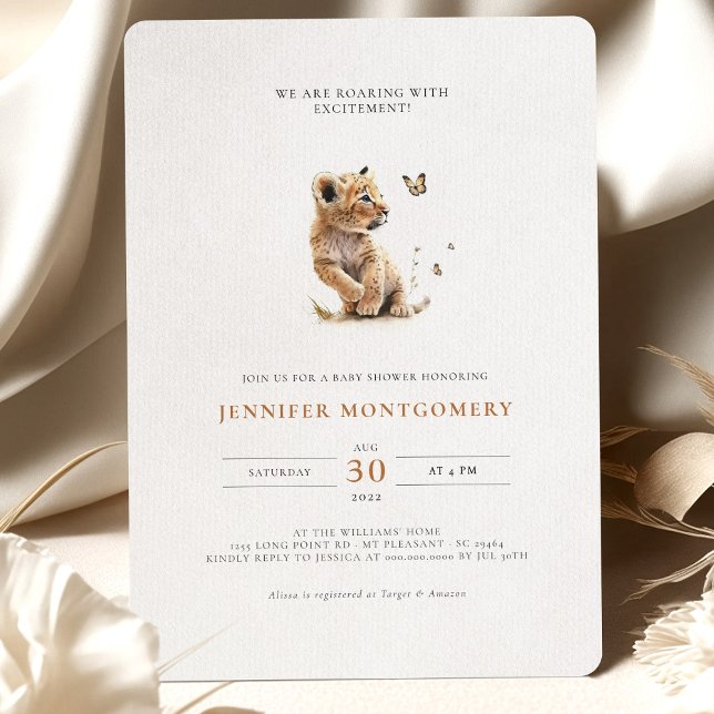 Invitación Lion Baby Shower ruge con emoción (Subido por el creador)