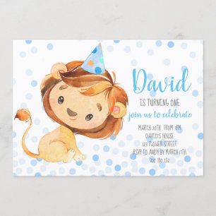 Invitación Lion Confetti Primer cumpleaños Safari Jungle Boy