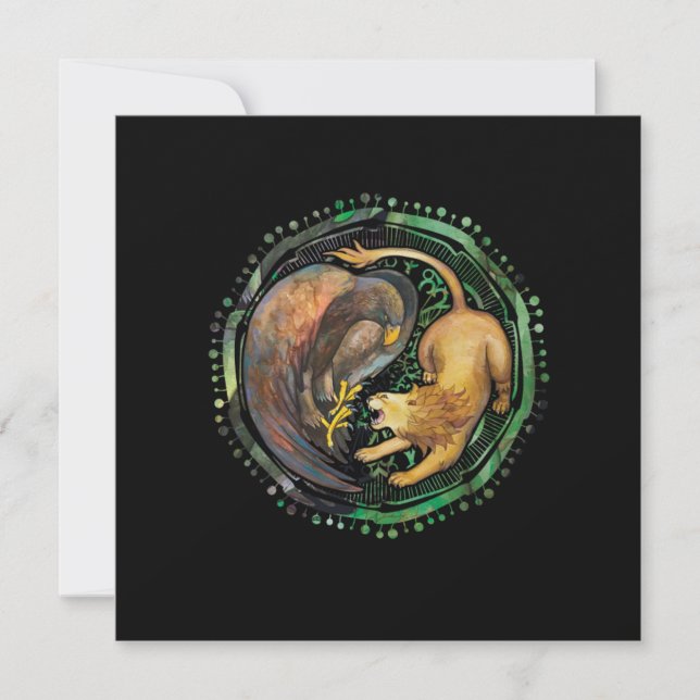 Invitación Lion Eagle Yin Yang China Harmontation Gift (Anverso)
